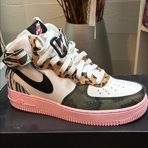 Nike Women's Air Sneakers in White, Pink, and Black